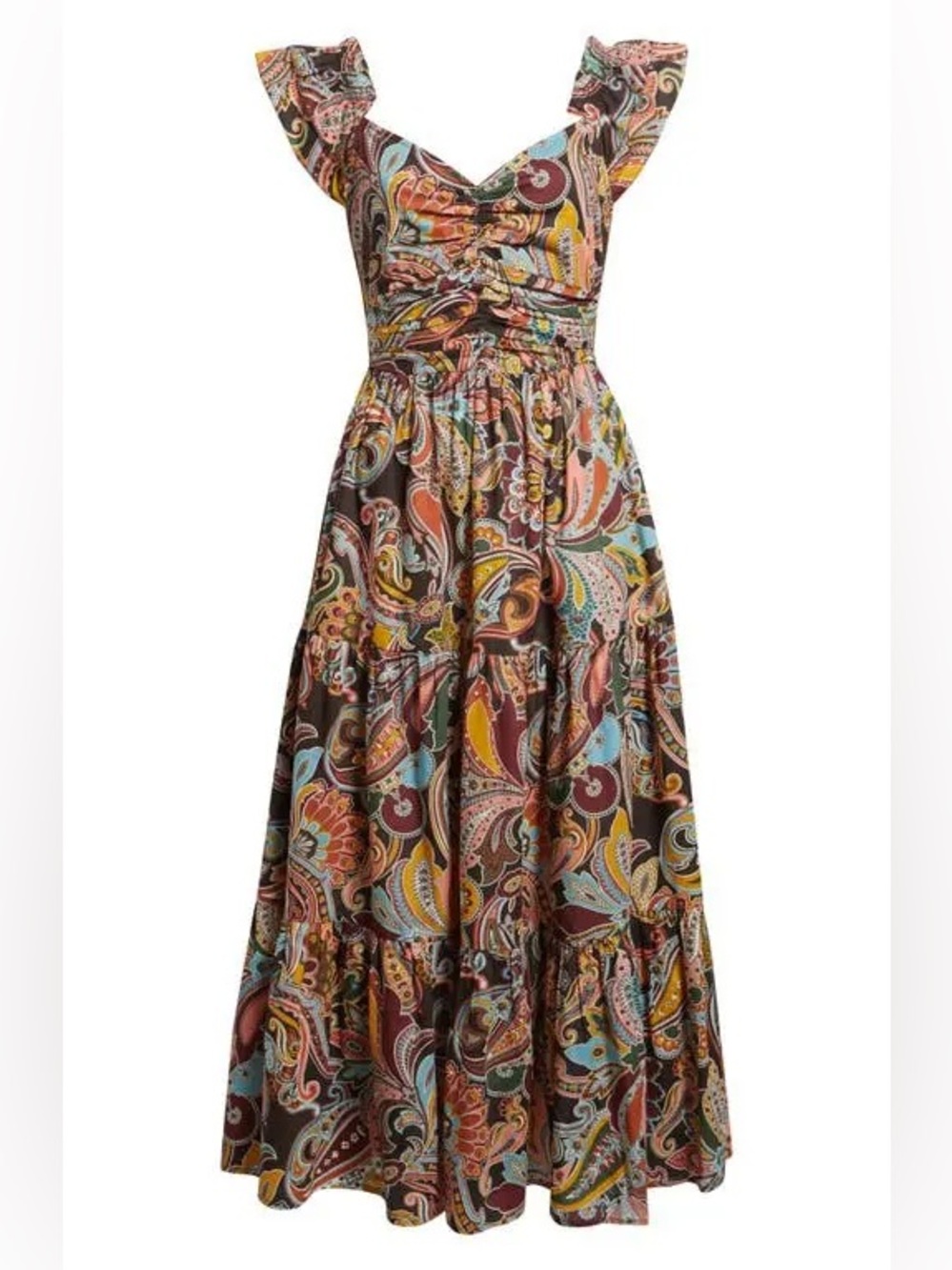 Love the Label Anthropologie Lindsey print ruffle maxi dress paisley S liberty